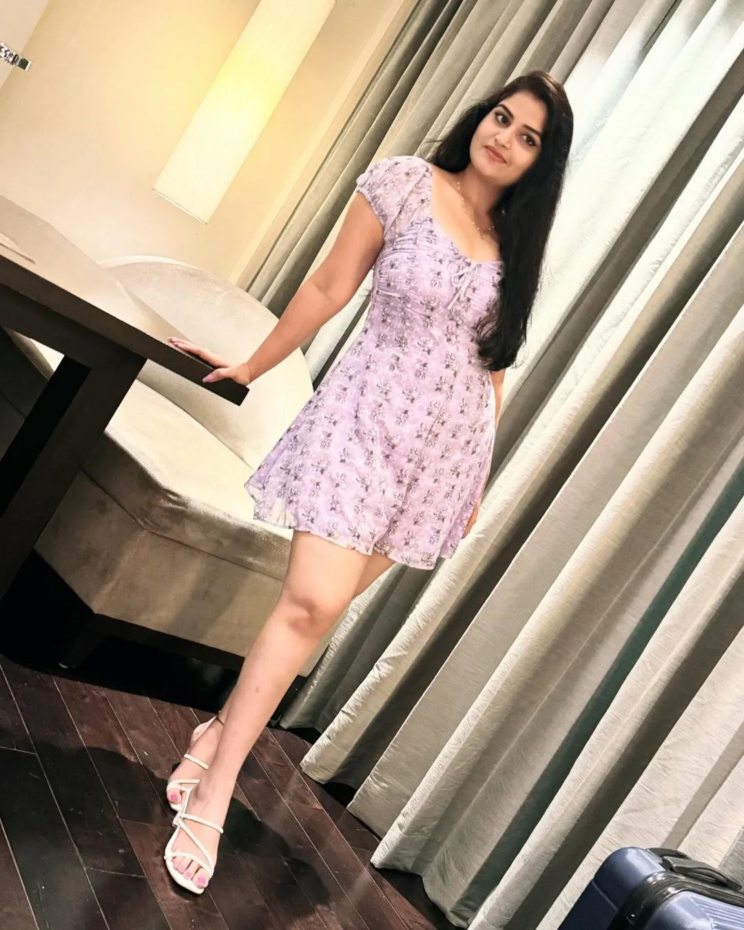 TELUGU TV ACTRESS RUPA MUGGALLA LONG LEGS SHOW IN MINI VIOLET SKIRT 6